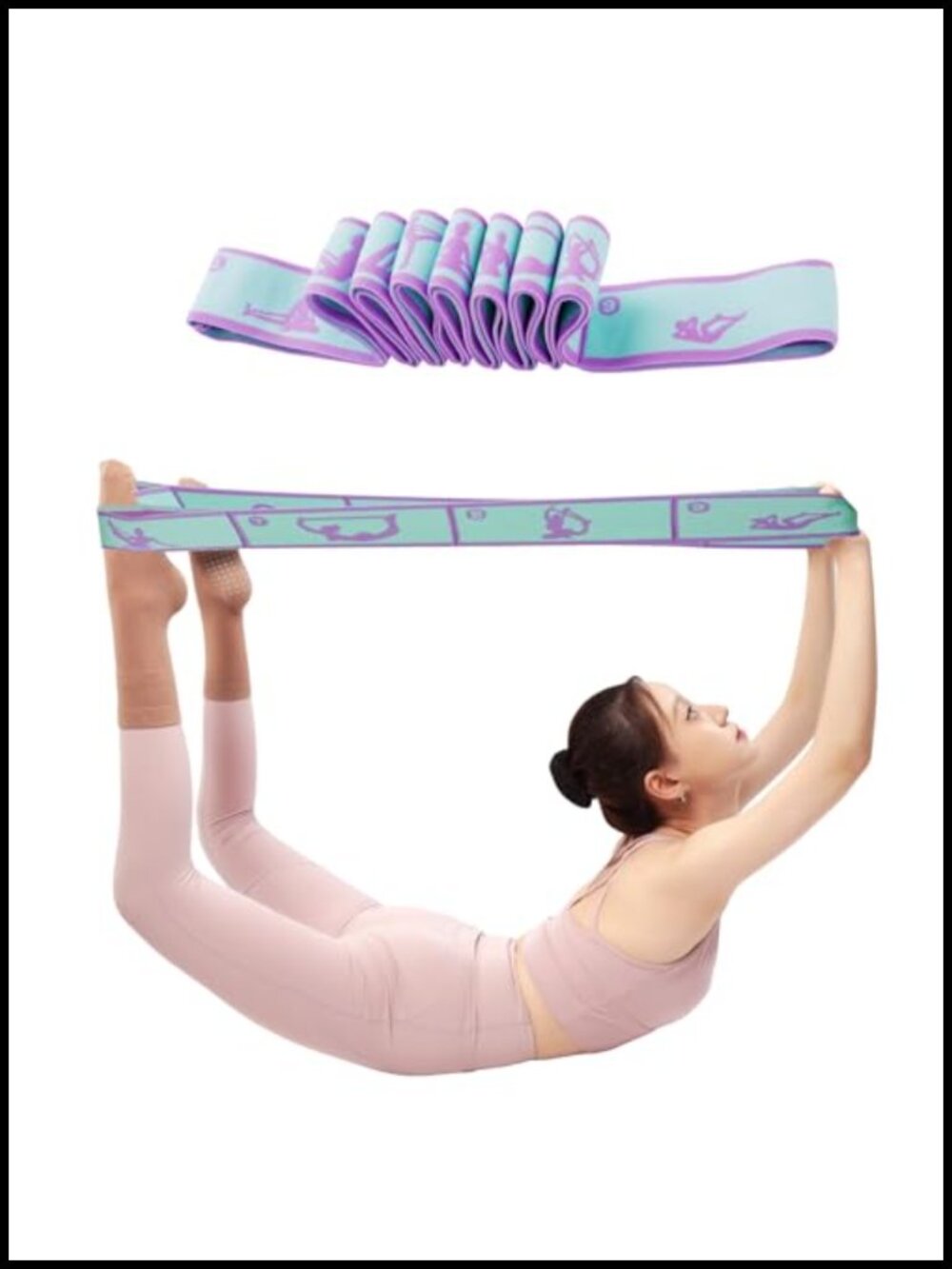 9 Loop Yoga Stretch Strap Polyester Cotton Latex for Physical Therapy Pilates